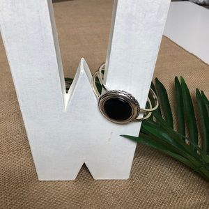 Silver & Black Medallion Braclet